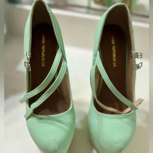 Green Two Strap Heels